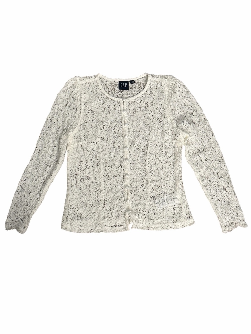 GAP White Lace Button Front Cardigan Top Long Sleeve Women’s XXSmall